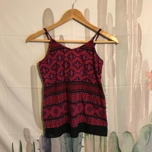 Maroon tribal print tank top